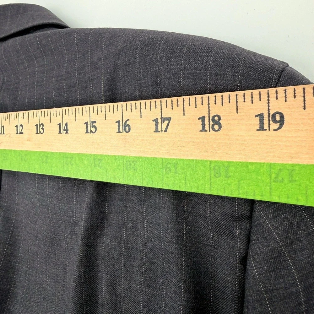 Ralph Lauren Suit Mens 43L Charcoal Gray Pinstripe 100% Wool Pants 46x30